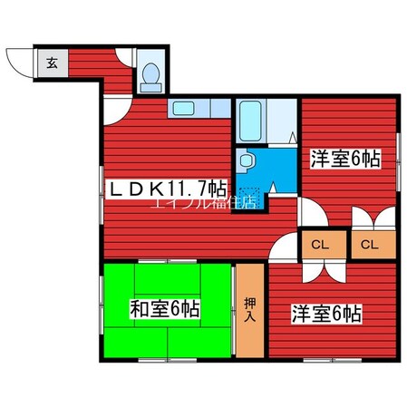 アバカスヴィラ月寒の物件間取画像